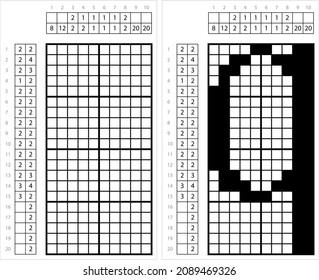 Alphabet q Lowercase Nonogram Pixel Art, Character q, Language Letter Graphemes Symbol Vector Art Illustration, Logic Puzzle Game Griddlers, Pic-A-Pix, Picture Paint By Numbers, Picross