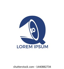 Alphabet Q and Megaphone logo design. Loud media logotype icon.Speak up logo icon design.	