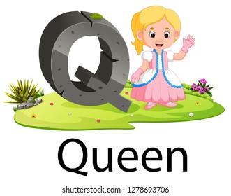 Alphabet Q for Queen with the good animation beside