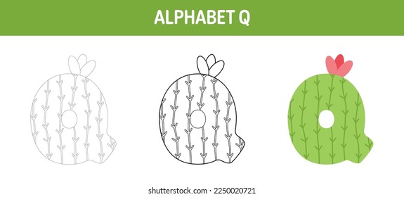 Alphabet Q tracing and coloring worksheet for kids