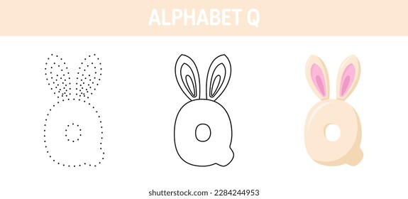 Alphabet Q tracing and coloring worksheet for kids