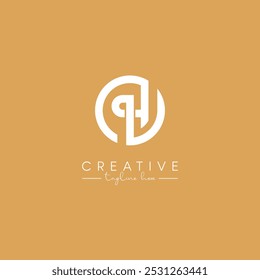 Alphabet QH HQ Letter Artistic Logo Design. Initial Based Vector.