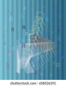 Alphabet R background vector