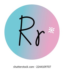 Alphabet R in capital and small letters on pastel color and circle background as a vector 
