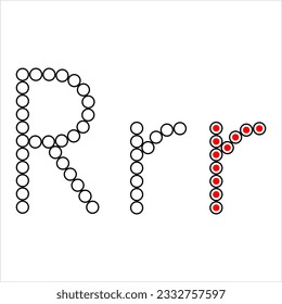 Alphabet R Dab Worksheet, Character R, Language Letter Graphemes Symbol Vector Art Illustration, Dab The Dot Activity Printable Worksheet