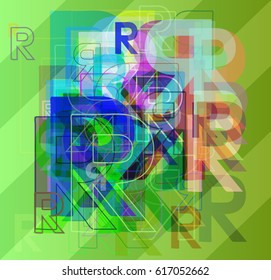 Alphabet R elements background
