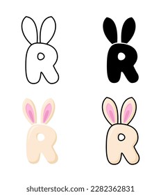 Alphabet R in flat style isolated