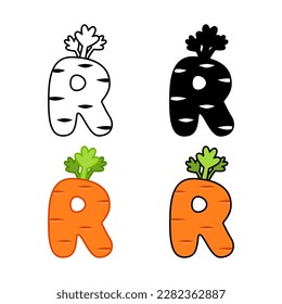 Alphabet R in flat style isolated