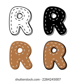 Alphabet R in flat style isolated