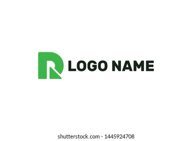 Alphabet R green color logo design. Isolated on white background. 