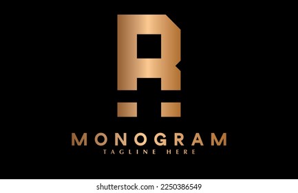 Alphabet R lego shape vector monogram logo template