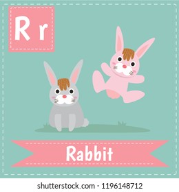 alphabet R letter flashcard
Rabbit for kids learning English vocabulary.
Cute children ABC animal zoo.
Instruction media
Vector illustration.