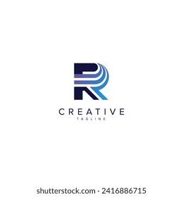 Alphabet R letter modern style line logo element vector.