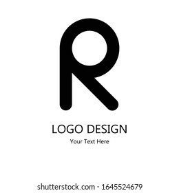 Alphabet R Logo flat design with black color and white background