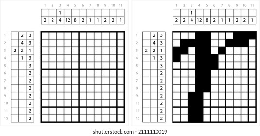 Alphabet R Lowercase Nonogram Pixel Art, Character R, Language Letter Graphemes Symbol Vector Art Illustration, Logic Puzzle Game Griddlers, Pic-A-Pix, Picture Paint By Numbers, Picross