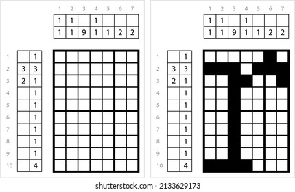 Alphabet R Lowercase Nonogram Pixel Art, Character R, Language Letter Graphemes Symbol Vector Art Illustration, Logic Puzzle Game Griddlers, Pic-A-Pix, Picture Paint By Numbers, Picross