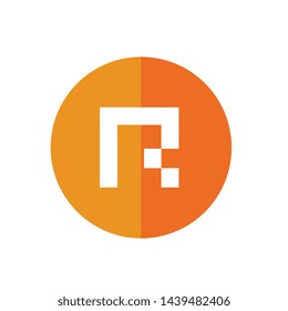 Alphabet R With Orange Circle, Flat Icon Design - Vector