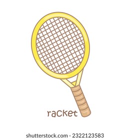 Alphabet R For Racket Vocabulary School Lesson Student Cartoon Illustration Vector Clipart