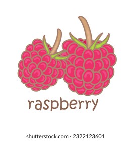 Alphabet R For Raspberry Vocabulary School Lesson Student Cartoon Illustration Vector Clipart