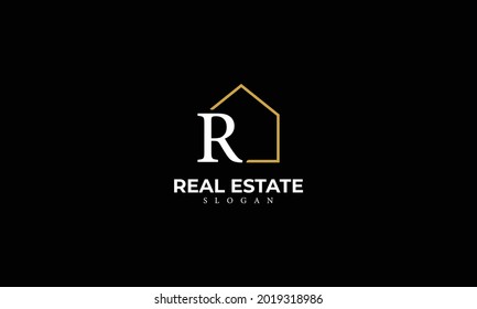 Alphabet R Real Estate Monogram Vector Logo Design, Letter R House Icon Template