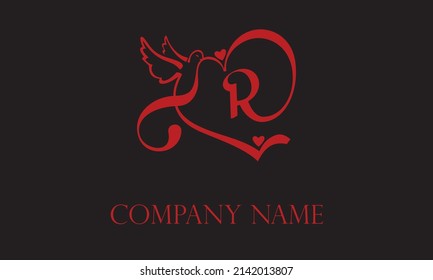 Alphabet R with Rose Flower nature text design vector logo template