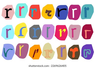 Alphabet r- vector cut newspaper and magazine letters, paper style ransom note letter