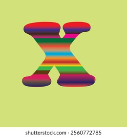 alphabet rainbow font colorful alphabet X design