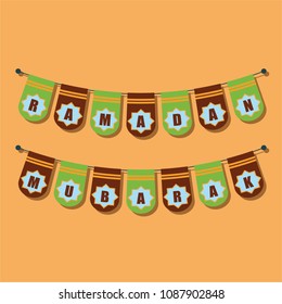 alphabet ramadan kareem / ramadan mubarak buntings garlands, vector illustration
