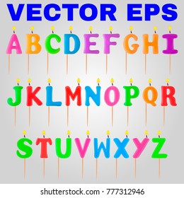 Alphabet Realistic candle letter isolated on white background. 3d. Stock - Vector illustration for your design and business
