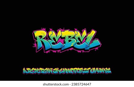 Alphabet REBEL Graffiti text vector Letters