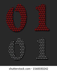 Alphabet red black geometric tile font number one zero