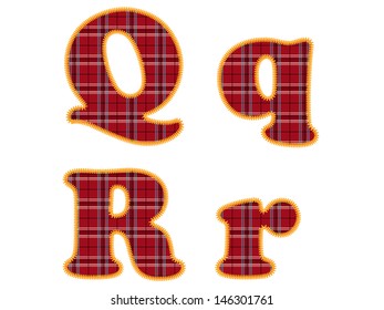 Alphabet with Red Fabric Texture