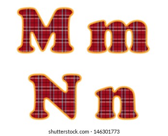 Alphabet with Red Fabric Texture