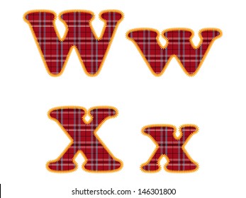 Alphabet with Red Fabric Texture