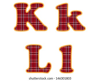 Alphabet with Red Fabric Texture
