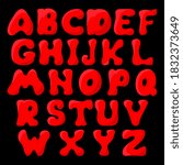 alphabet in red, vector illustration