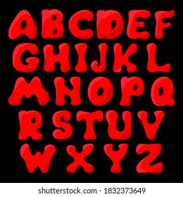 alphabet in red, vector illustration
