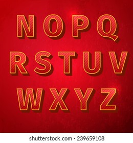 Alphabet retro colour style. Vector illustration, EPS