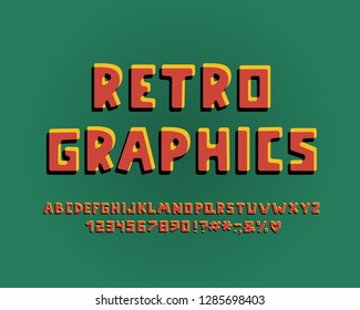 Alphabet retro design. Vector Letters, numbers and punctuation marks