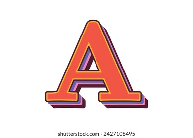 Alfabeto retro diseño de pegatina plana