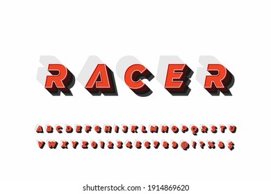 alphabet retro font, typeface design, orange and white style background