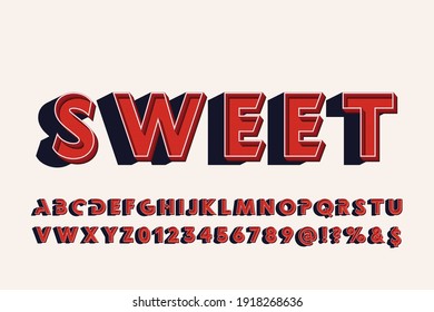 alphabet retro font, typeface design, violet and pink  vector background