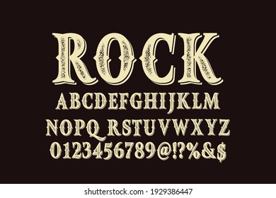 alphabet retro font, typeface design, brown and yellow  vector background