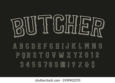 alphabet retro font, typeface design, gray and white vector background