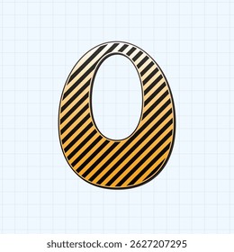 Alphabet retro letter O with line and gradient. Horizontal grid lines background. Vector illustration