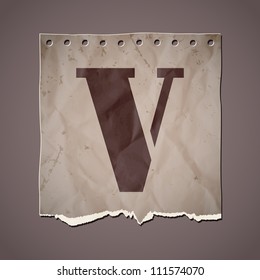 Alphabet in retro style on a crumpled paper. Vector illustration. Eps10.