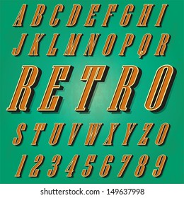 Alphabet retro style. Vector illustration.