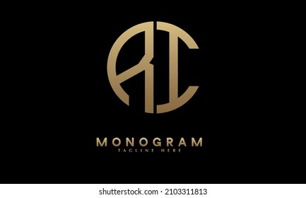 Alphabet RI or IR illustration monogram vector logo template in round shape