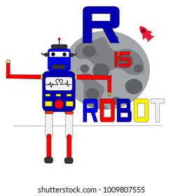 alphabet robot for education. vector cartoon illustration