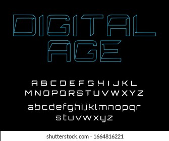 Alphabet with robotic style as display font for movie, music or event poster.